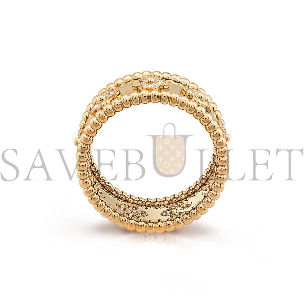 VAN CLEEF ARPELS PERLÉE CLOVERS RING, SMALL MODEL - YELLOW GOLD, DIAMOND  VCARO9NC00